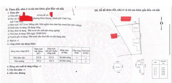 Chuyển nhượng hà xưởng ở Vĩnh Yên - Vĩnh Phúc có diện tích đất 1.877 m2