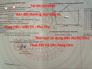 Bán 9430 m2 đất thương mại dịch vụ ở xã Thụy Vân - Việt Trì - Phú Thọ