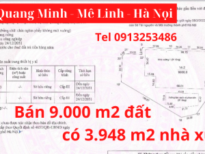 Bán 9000 m2 đất có 3.398 m2 nhà xưởng KCN Quang Minh - Mê Linh - Hà Nội