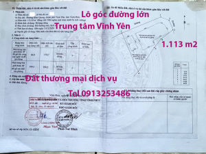 Bán 1113 m2 đất Vĩnh Yên - Vĩnh Phúc (đất thương mại dịch vụ)