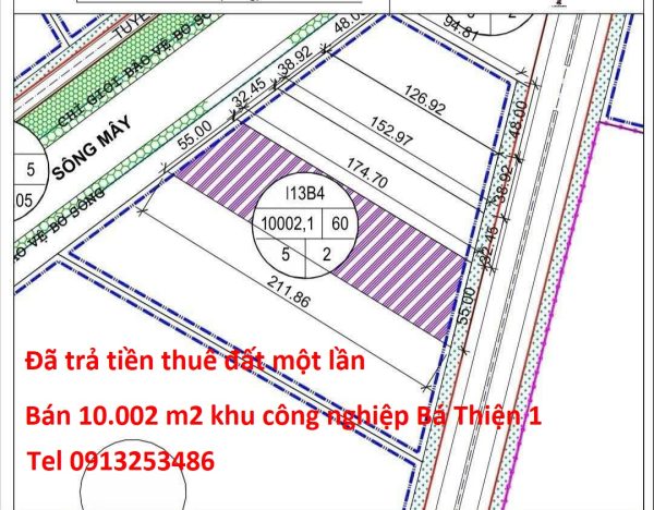 Bán 10002 m2 đất khu công nghiệp Bá Thiện 1 - Bình Xuyên - Vĩnh Phúc