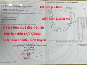 Bán 11100 m2 đất Gia Khánh - Bình Xuyên - Vĩnh PHúc