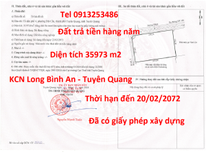 Bán 35973 m2 đất khu công nghiệp Long Bình An - Tuyên Quang