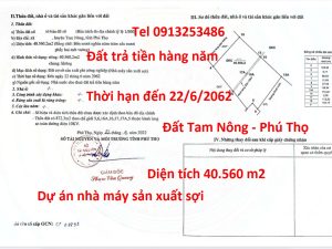 Bán 40560 m2 đât Tam Nông Phú Thọ của dự án nhà máy sản xuất sợi