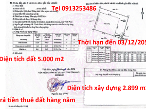 Bán 5000 m2 đất có 2899 m2 nhà xưởng và phụ trợ ở khu công nghiệp Bình Xuyên - Vĩnh phúc.