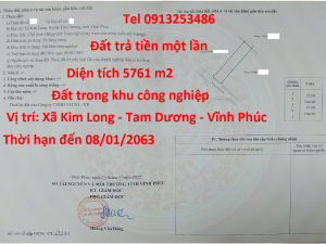 Bán 5761 m2 đất ở Kim Long - Tam Dương - Vĩnh Phúc