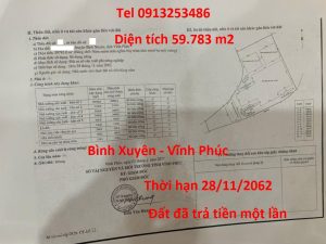 Bán 59783 m2 đất có hơn 35000 m2 nhà xưởng và phụ trợ ở Bình Xuyên - Vĩnh Phúc