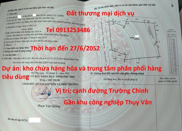 Bán đất thương mại dịch vụ diện tích 6716 m2 ở Việt Trì - Phú Thọ