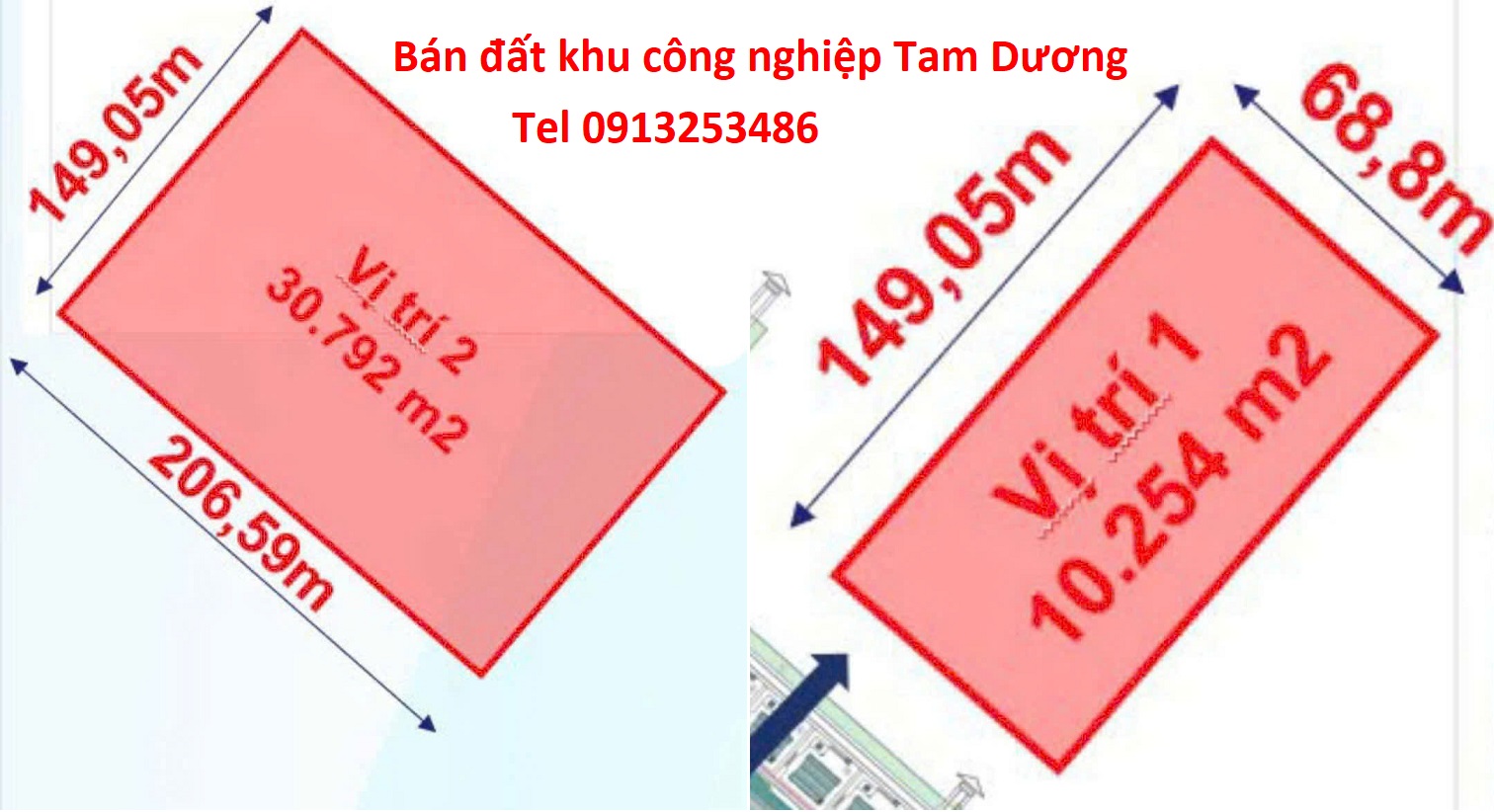 Khu công nghiệp Tam Dương - Vĩnh Phúc có 02 lô đất cần bán