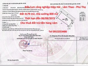 Chuyển nhượng xưởng Cụm công nghiệp Hiệp Hải - Lâm Thao - Phú Thọ với diện tích nhà xưởng 800 m2 cùng lô đất 4197 m2