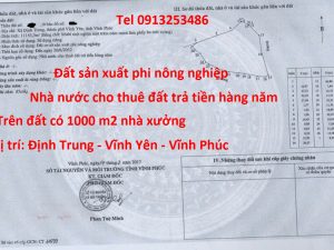 Bán 11155 m2 đất sản xuất phi nông nghiệp cùng 1000 m2 nhà xưởng ở Định Trung - Vĩnh Yên - Vĩnh Phúc