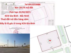 Bán 20174 m2 ở vị trí lô góc trong khu công nghiệp Gia Bình Tỉnh Bắc Ninh có thời hnaj sử dụng đất đến 22/02/2071