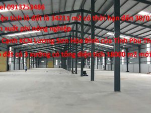 Bán 34211 m2 đất có 18000 m2 nhà xưởng mới 100% ở cạnh khu công nghiệp Lương Sơn Hòa Bình thuộc Tỉnh Phú Thọ