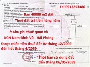 Bán 40000 m2 đất trong khu công nghiệp KCN Nam Đình Vũ Hải Phòng