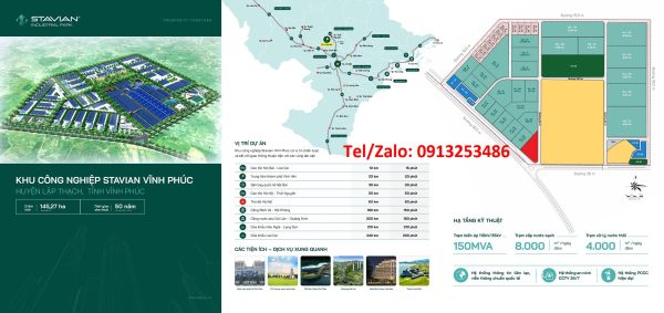 Bán các lô đất trong khu công nghiệp Stavian Vĩnh Phúc với diện tích đa dạng từ 0,4 ha đến 7 ha; thu hút đa ngành nghề.