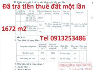 Bán 1672 m2 cạnh đường Nguyễn Tất Thành - Phường Vĩnh Yên - Tỉnh Phú Thọ
