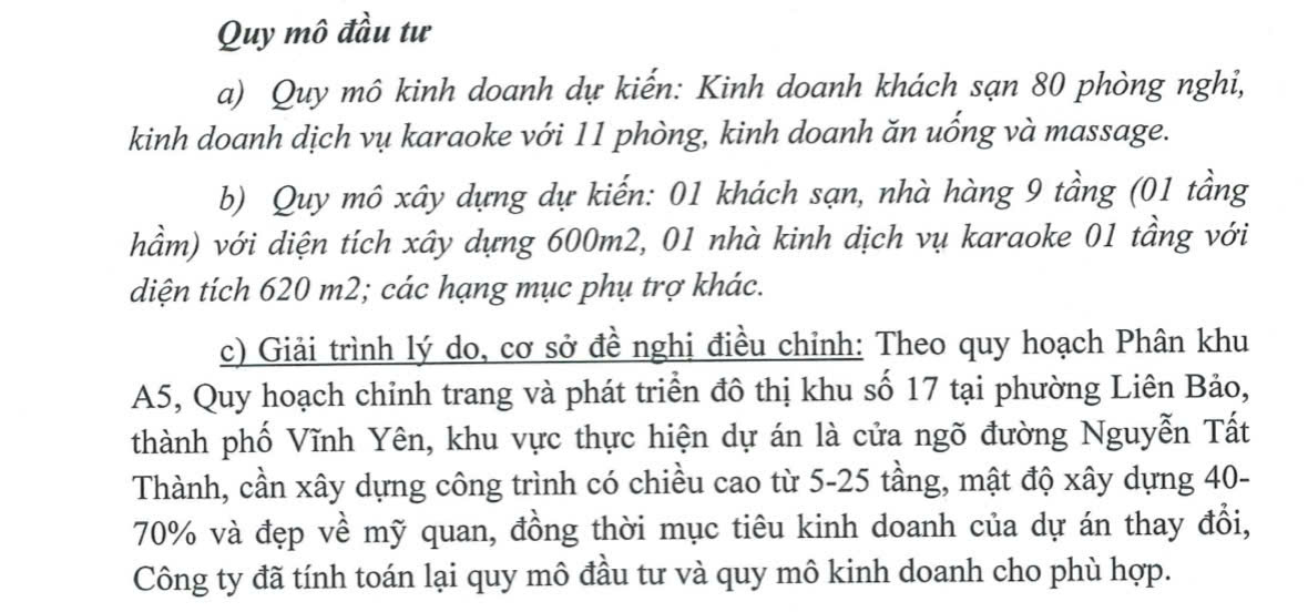 Bán dự án khách sạn 9 tầng có lô đất 2200 m2 ở cạnh đường Nguyễn Tất Thành - Phường Vĩnh Yên - Tỉnh Phú Thọ