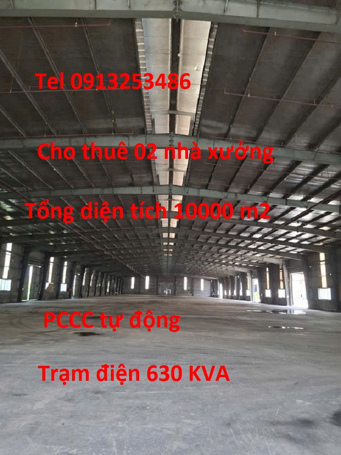 Cho thuê 10000 m2 nhà xưởng ở Bình Xuyên - Vĩnh Phúc (cũ) nay thuộc Tỉnh Phú Thọ; cùng trạm điện 630 KVA; có hệ thông phòng cháy chữa cháy tự động.