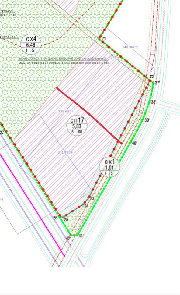 Bán 58300 m2 đất trong khu công nghiệp Khai Quang - Tỉnh Vĩnh Phúc (cũ) nay thuộc Tỉnh Phú Thọ