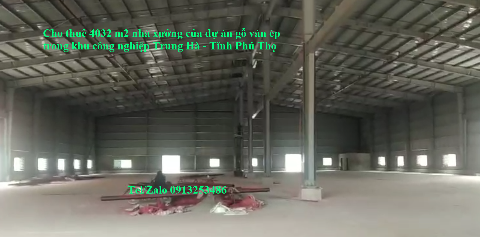 Cho thuê 4032 m2 nhà xưởng có phòng cháy chữa cháy tự động trong khu công nghiệp Trung hà - Tỉnh Phú Thọ