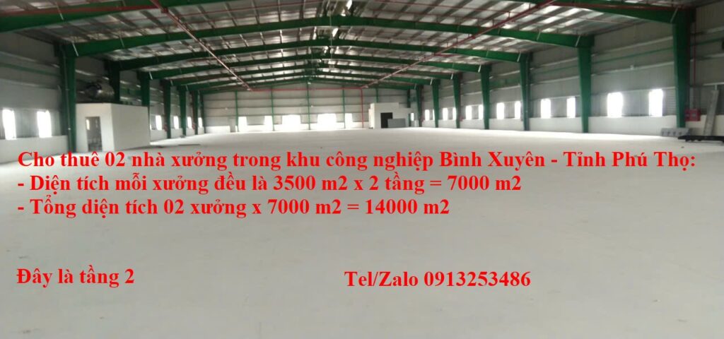 Tầng 2 của nhà xưởng cho thuê trong khu công nghiệp Bình Xuyên - Tỉnh Phú Thọ