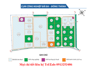 Bản đồ chia lô của Cụm công nghiệp Bãi Ba - Đông Thành - Tỉnh Phú Thọ