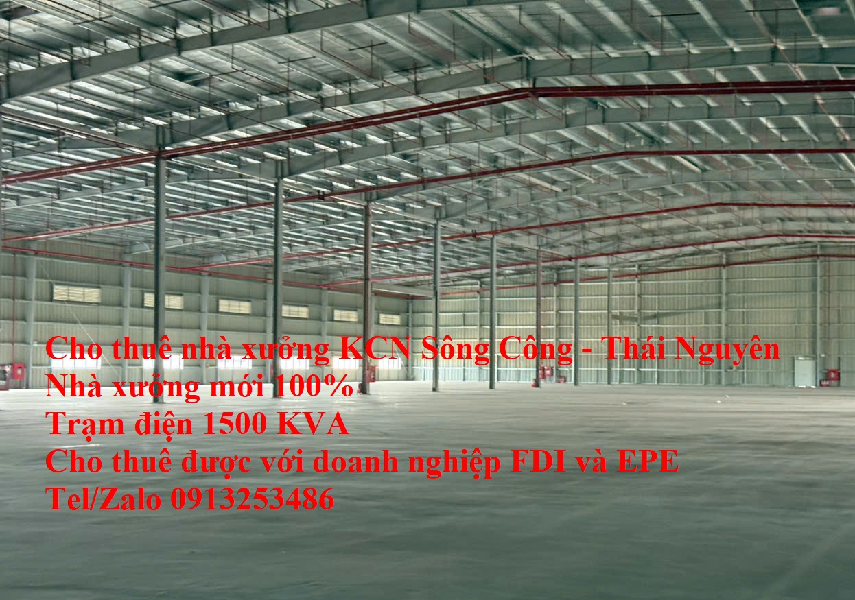 Cho thuê kho xưởng trong khu công nghiệp Sông Công Thái Nguyên
