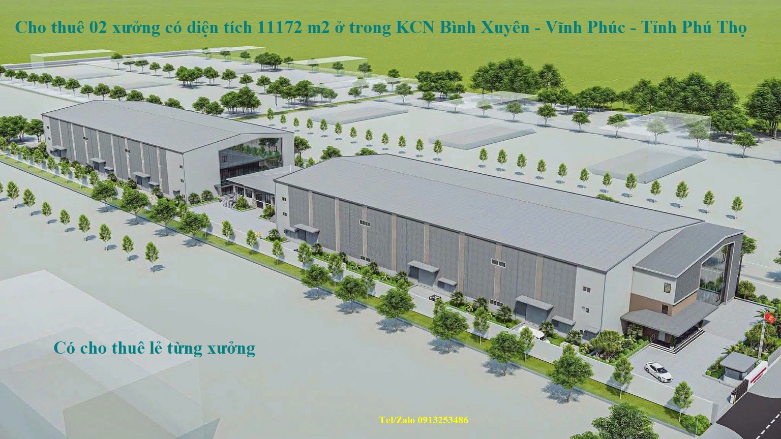 Cho thuê 02 nhà xưởng trong khu công nghiệp Bình Xuyên - Vĩnh Phúc - Tỉnh Phú Thọ
