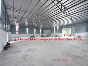Cho thuê 500 m2 kho xưởng nhà xưởng ở Xã Hội Thịnh - Tỉnh Phú Thọ (trước đây là xã Hợp Thịnh - Huyện Tam Dương - Tỉnh Vĩnh Phúc cũ)